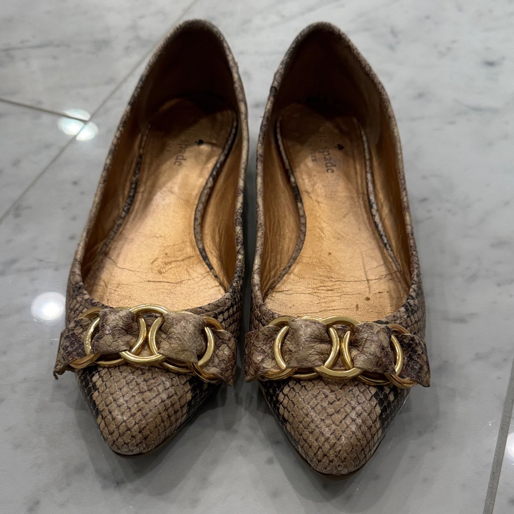 Kate Spade Brown Snakeskin Flats